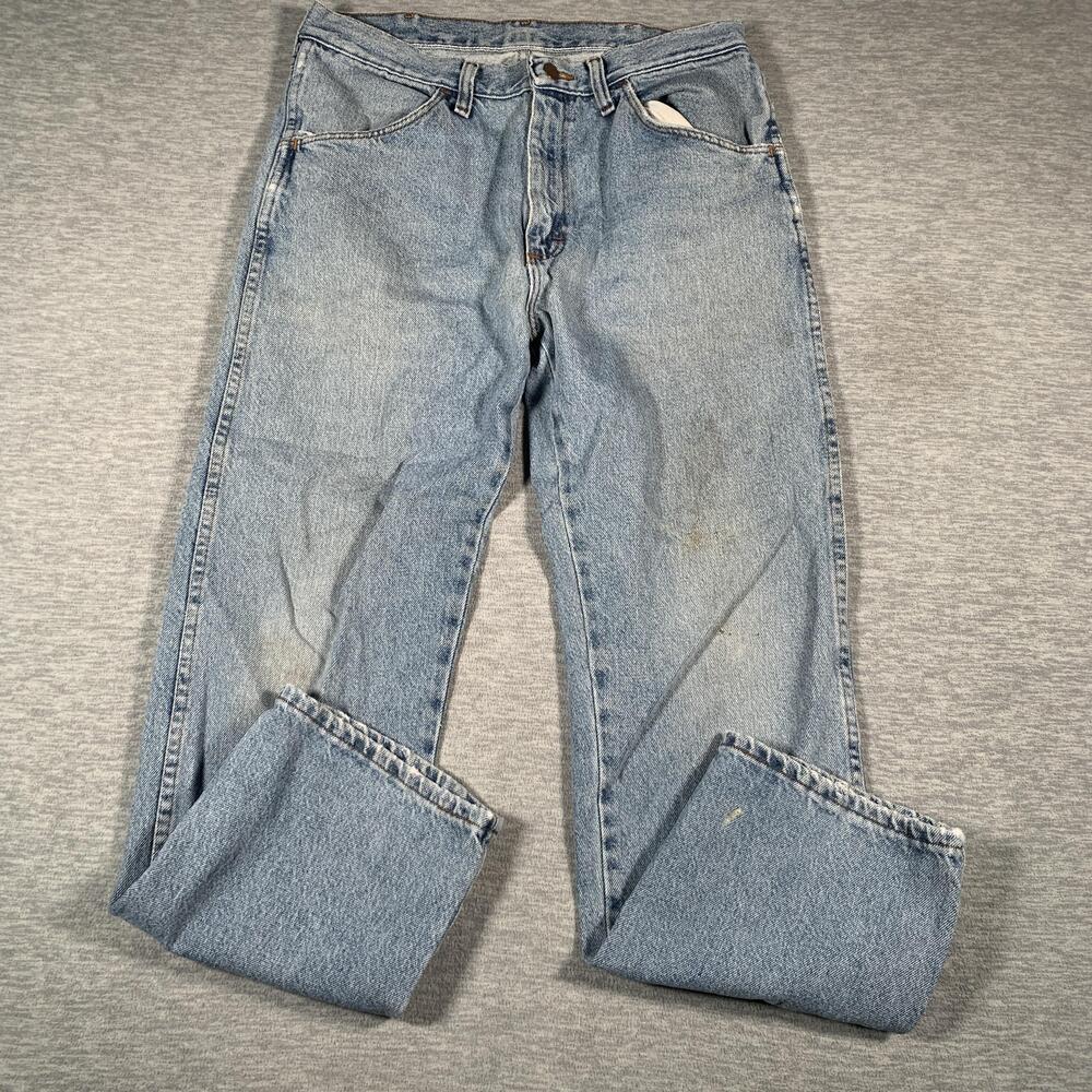 Lee Jeans Mens 33x30 Light Blue Denim Straight Leg 100% Cotton Zip Fly 5-Pocket